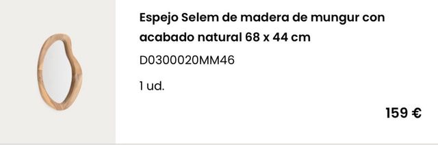 Espejo Selem Madera Mungur Natural