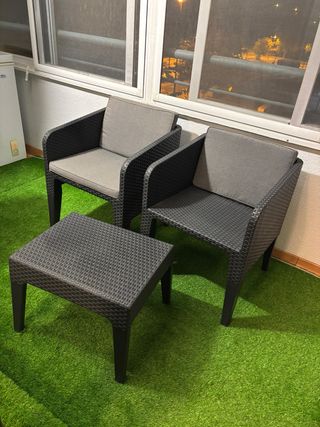 Mesa y 2 Sillas Exterior Mimbre