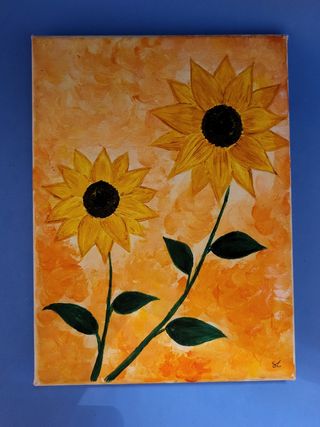 Quadro girasoli dipinti a mano