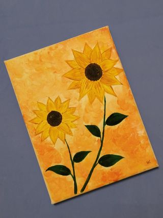 Quadro girasoli dipinti a mano