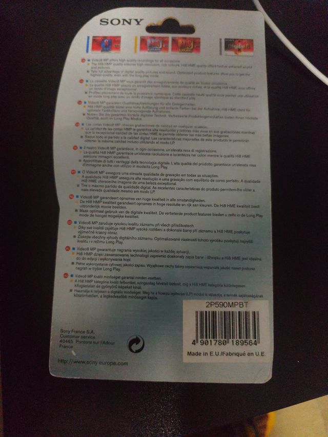 Cassette Sony 8mm MP Video 8 (confezione da 2)