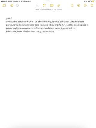 PROFESORA PARTICULAR DE PRIMARIA Y ESO (CCSS)