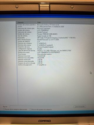 Portátil Compaq Presario V5000 - Windows XP