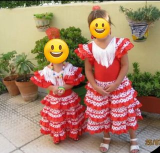 2 Trajes de Sevillana rojo y blanco