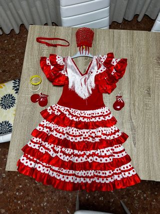 2 Trajes de Sevillana rojo y blanco