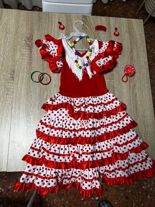 2 Trajes de Sevillana rojo y blanco