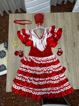 2 Trajes de Sevillana rojo y blanco
