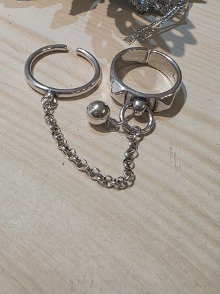 Anillo  doble Plata de Ley 925 Wave Ajustable