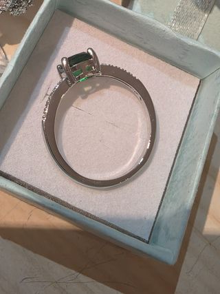 Anillo Plata 925 Esmeralda Talla Cushion