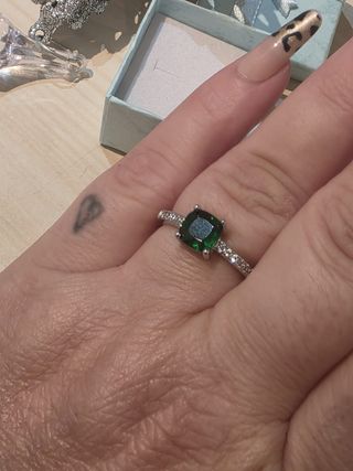 Anillo Plata 925 Esmeralda Talla Cushion