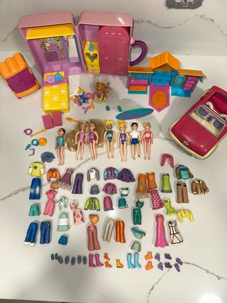 Lote Polly Pocket Casa Maleta Coche Muñecas Ropa