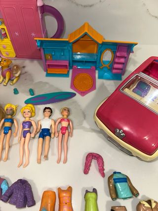 Lote Polly Pocket Casa Maleta Coche Muñecas Ropa