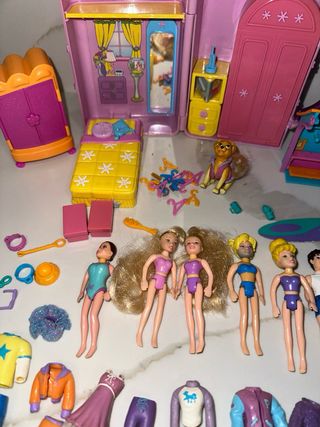Lote Polly Pocket Casa Maleta Coche Muñecas Ropa