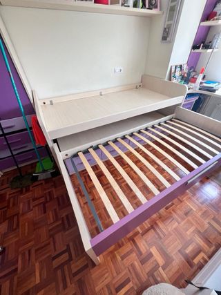 Cama nido juvenil morado y blanco