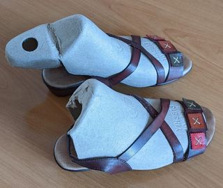 Sandalias T 37 mujer tacón bajo 3 tiras