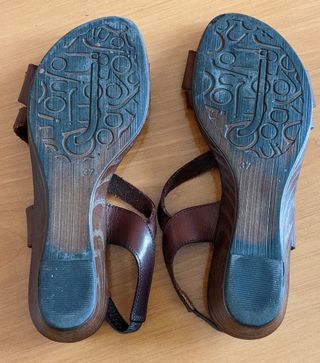 Sandalias T 37 mujer tacón bajo 3 tiras