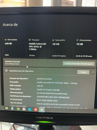 Ordenador de sobremesa Microsoft Windows 10 Pro