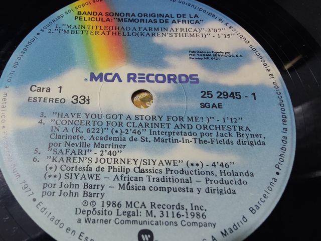 Vinilo Out of Africa - Banda Sonora Original