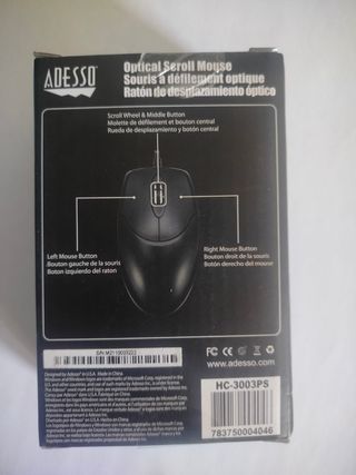 Ratón Óptico ADESSO PS/2 Negro