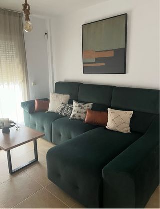 Sofá Chaise Longue Verde Terciopelo