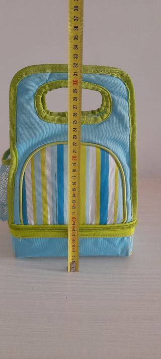 Borsa termica blu e gialla a righe