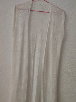 Chaleco largo calado blanco
