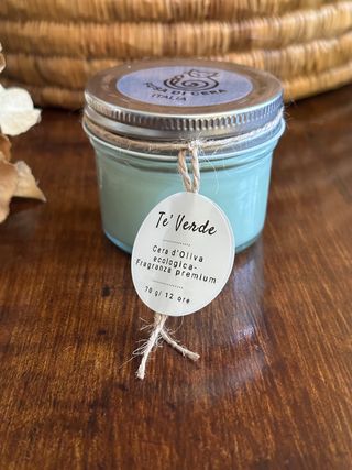 Candela in cera di oliva – Profumo di Tè Verde