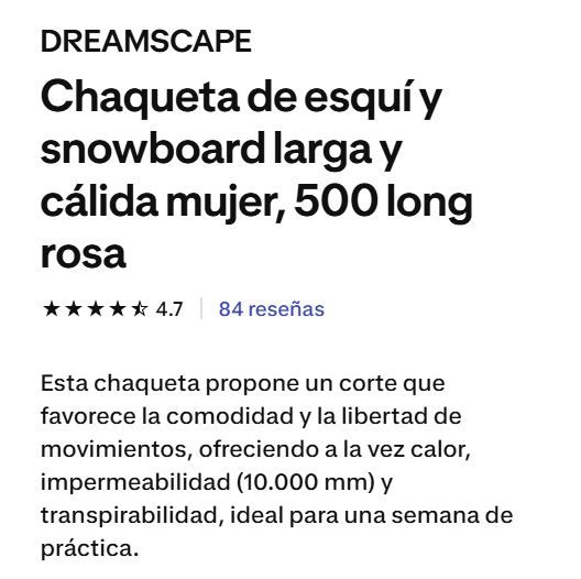 Chaqueta esquí snowboard Decathlon Mujer Rosa