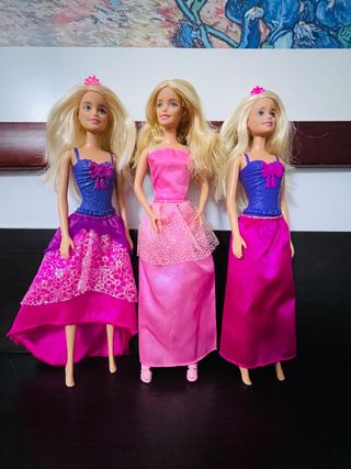 Lote 3 Muñecas Barbie Vestidos Princesa