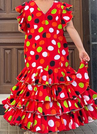 Traje Flamenca Lunares Rojo Talla 50-52-54 