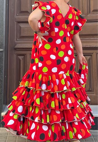 Traje Flamenca Lunares Rojo Talla 50-52-54 