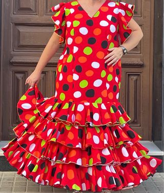 Traje Flamenca Lunares Rojo Talla 50-52-54 
