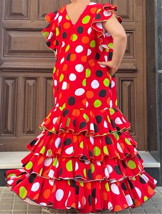 Traje Flamenca Lunares Rojo Talla 50-52-54 