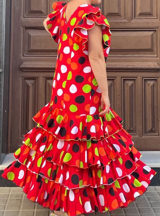 Traje Flamenca Lunares Rojo Talla 50-52-54 