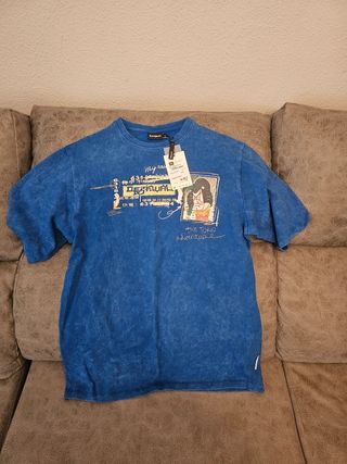 Camiseta Desigual Talla M Azul Estampada