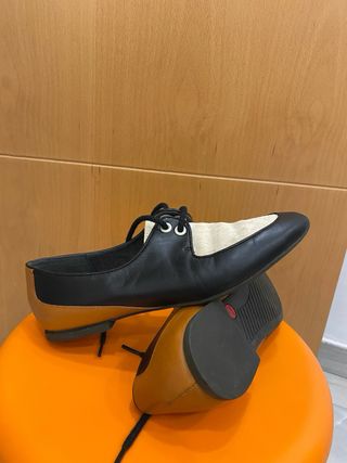 Botines Camper Piel negra y marrón + Pelo Beige
