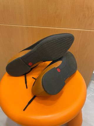 Botines Camper Piel negra y marrón + Pelo Beige