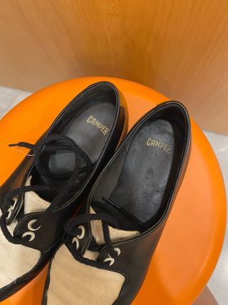 Botines Camper Piel negra y marrón + Pelo Beige