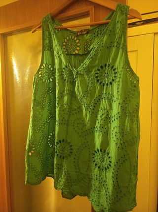 Blusa TANTRA verde algodón talla L 