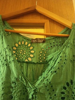 Blusa TANTRA verde algodón talla L 