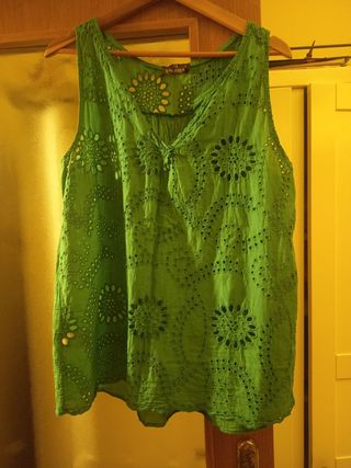 Blusa TANTRA verde algodón talla L 