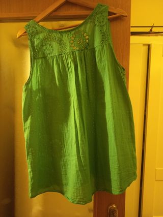 Blusa TANTRA verde algodón talla L 