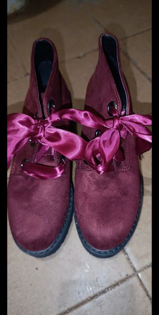 Botines burdeos lazo satén talla 36