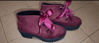 Botines burdeos lazo satén talla 36