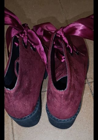 Botines burdeos lazo satén talla 36