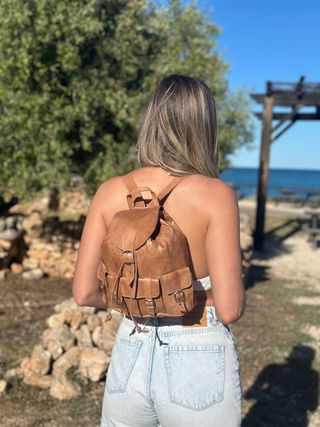 Mochila pequeña de Cuero color Natural