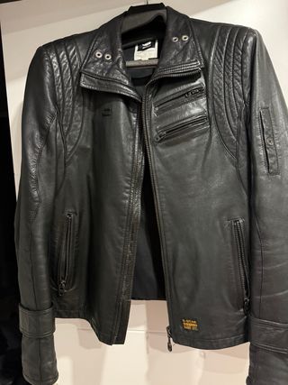 Cazadora de cuero G-Star RAW negra hombre,talla S
