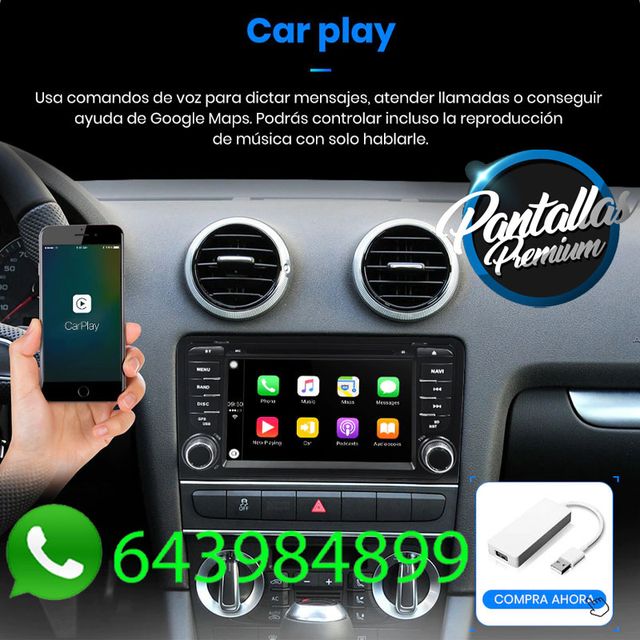 Radio Pantalla CARPLAY GPS botones para Audi A3