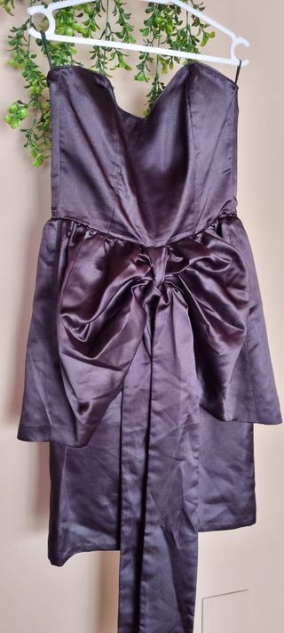 ✅️Vestido de fiesta negro con lazo,mono corto enca