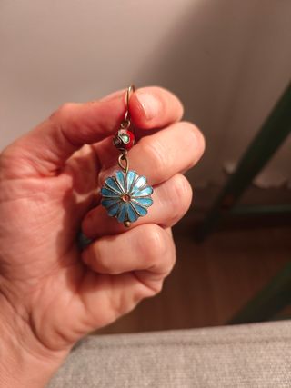 Pendientes Vintage florales esmaltados azul 